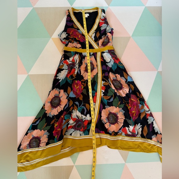 Anthropologie Maeve Botanica Faux Wrap Midi Dress Size 8 - Picture 8 of 11